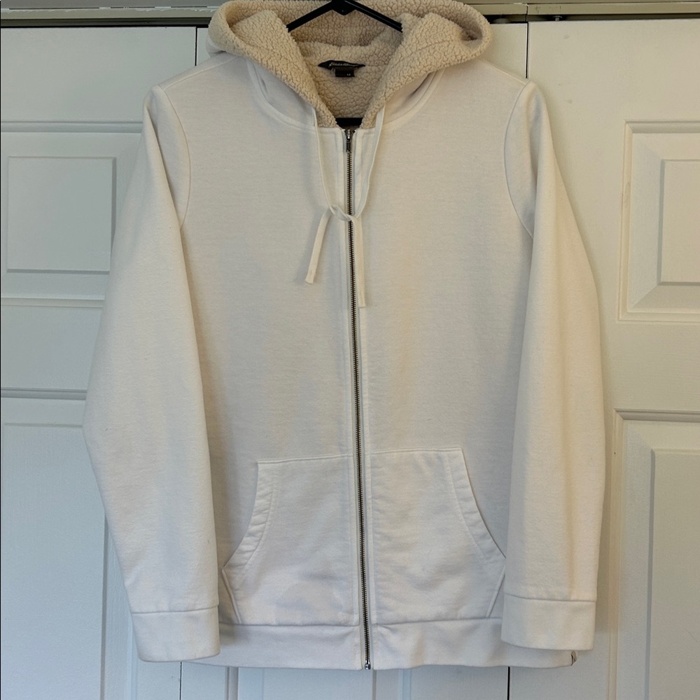 Eddie Bauer Cream Sherpa-Lined Zip Hoodie Jacket